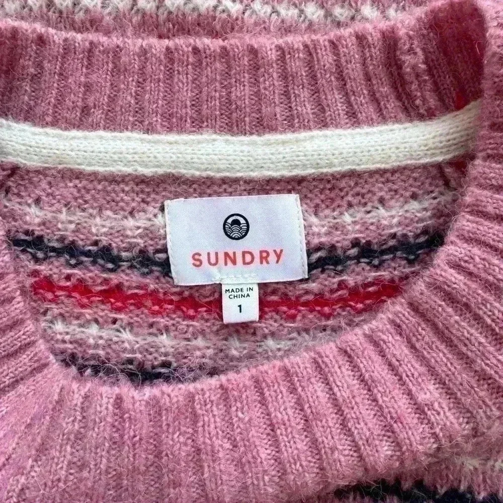 Women's Sundry Knit Sweater Size Small Pink Stripes Casual Workwear Pullover